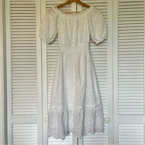 Betsey Johnson White Eyelet Peasant Dress